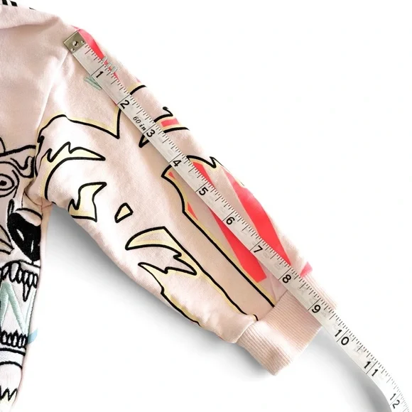 Kenzo Kids Paris Tiger Graphic Zip Hoodie Light Pink Sweatshirt Girls 2 (2A) - Picture 9 of 14